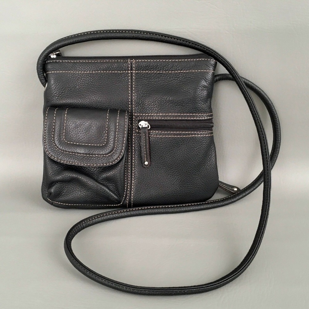 TIGNANELLO Black Leather Crossbody Organizer Bag